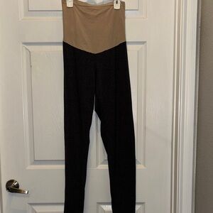 Motherhood Maternity Charcoal Gray and Tan Leggings
